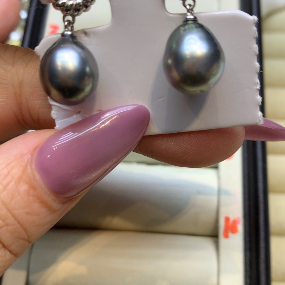 银S925镶嵌耳饰海水珍珠