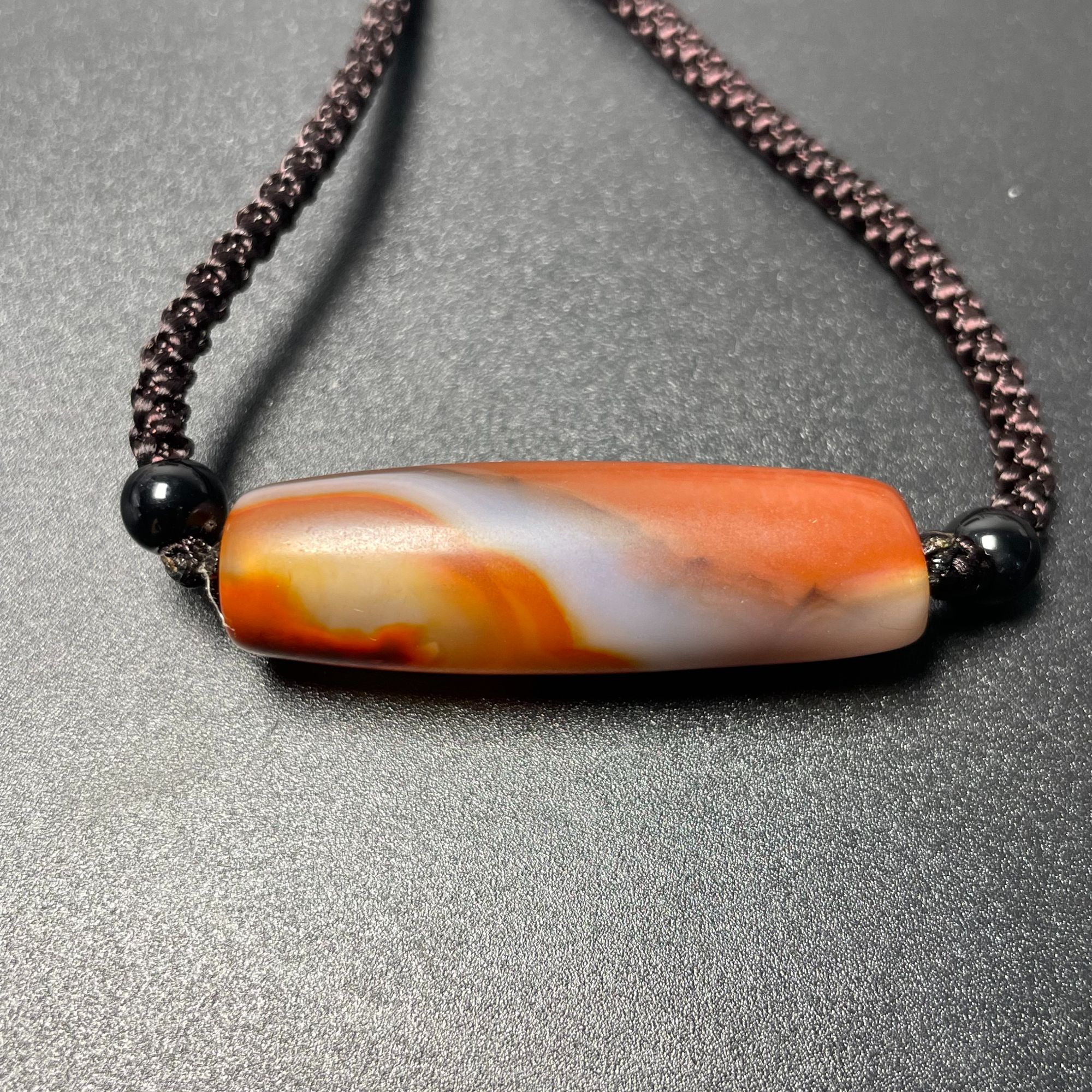 【古珠】清缠丝玛瑙吊坠2411200374