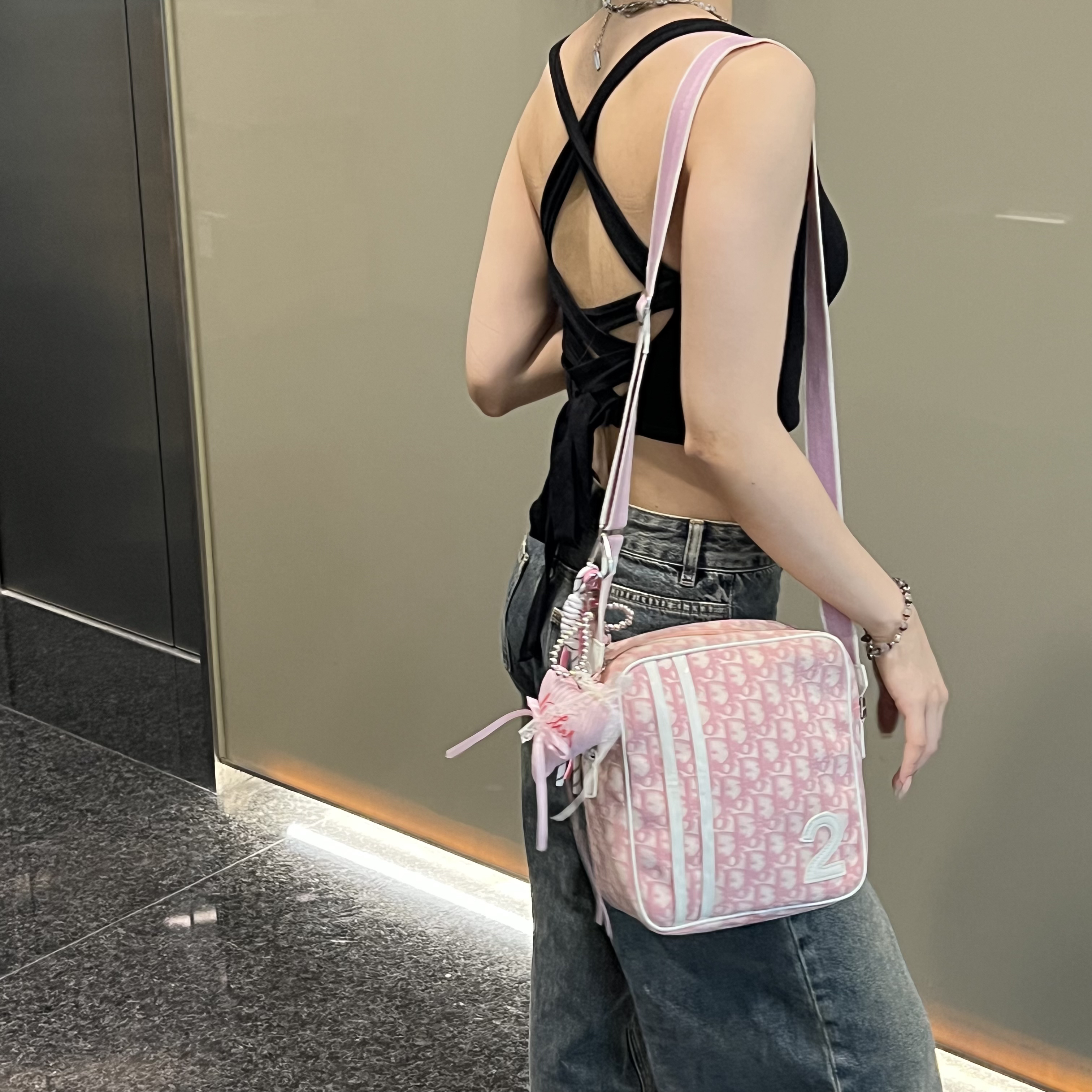 95新 DIOR/迪奥 Dior 粉白数字包/5503888
