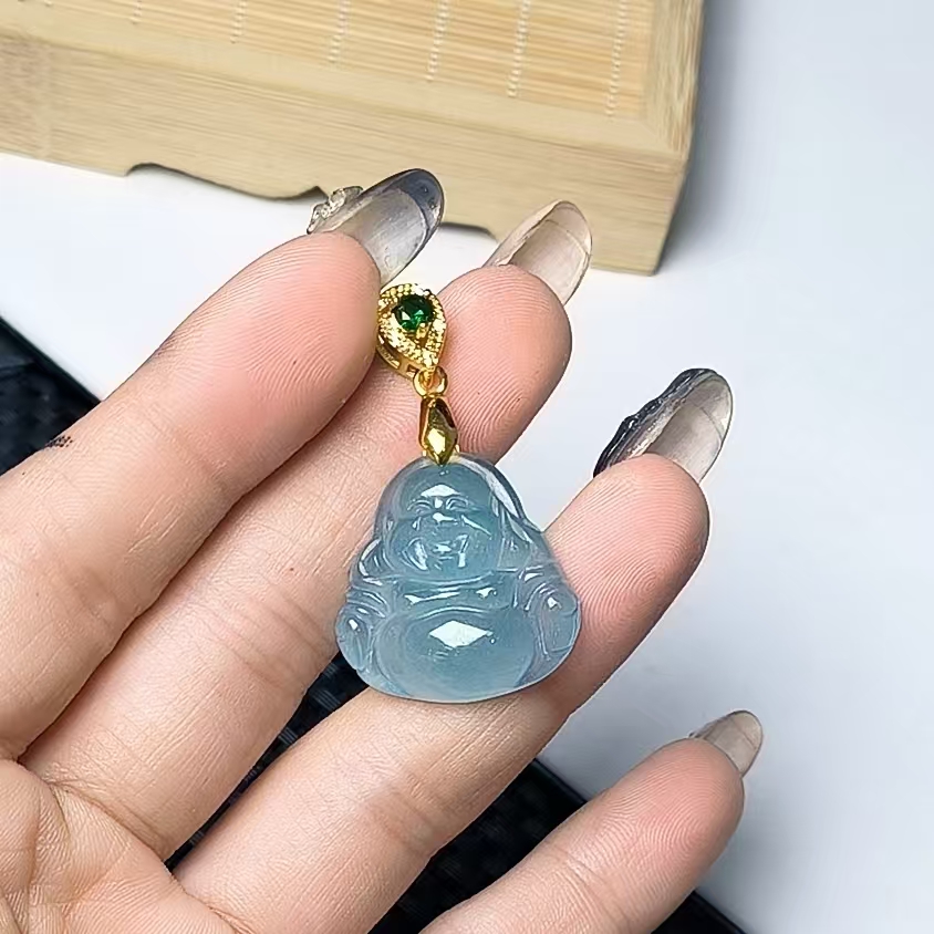 （聚宝严选）D0104老蓝水F小佛公吊坠有扣头精致气质妈妈款时尚精美