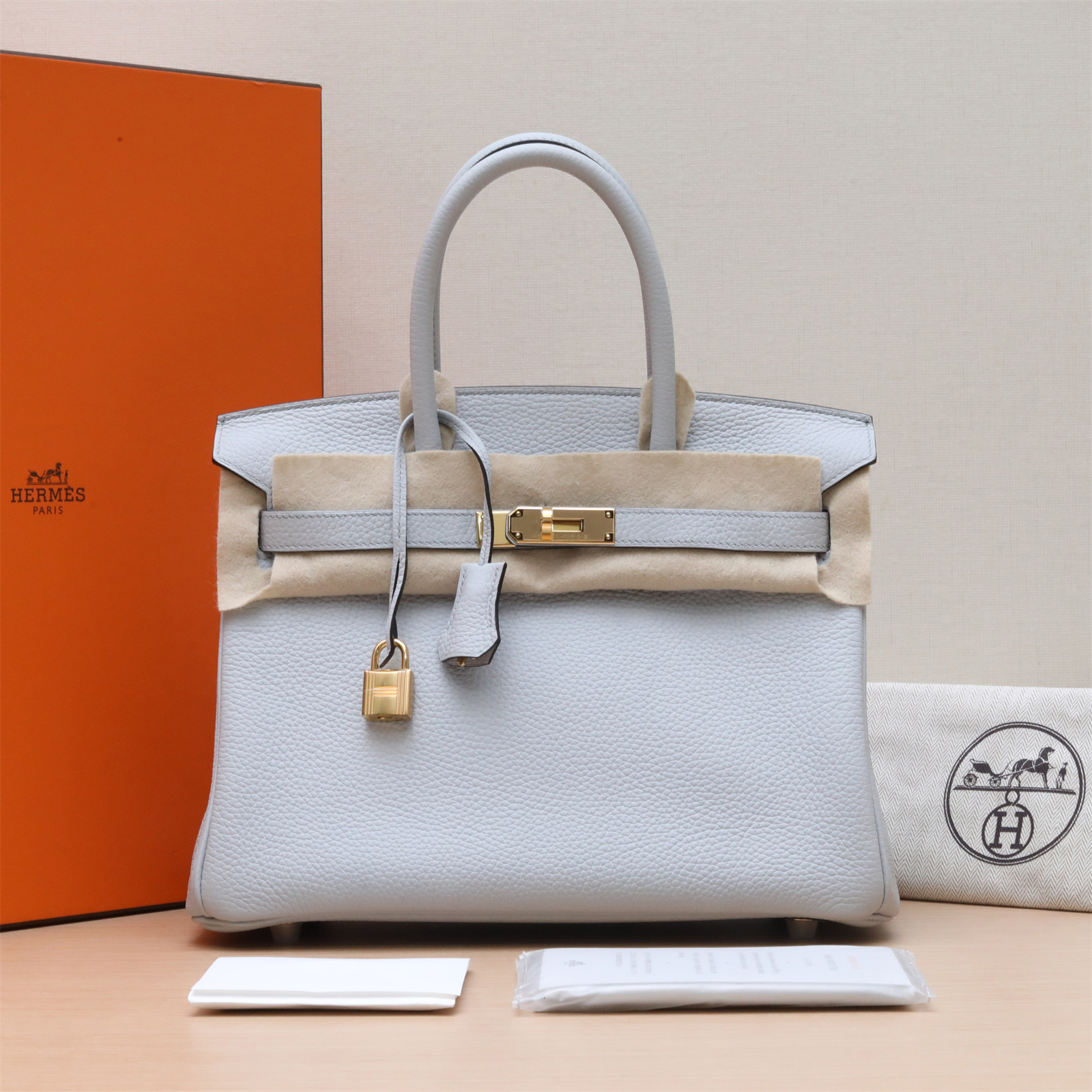 99新 Hermes/爱马仕 活动双双 Birkin 30 圣杯蓝 Togo皮 Z刻 金扣