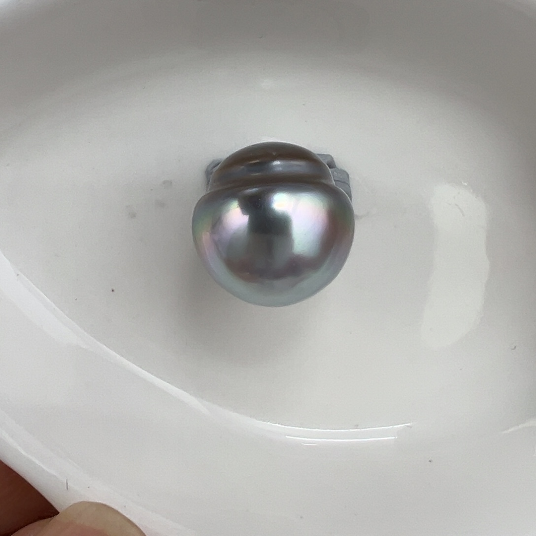 未镶嵌12.8铂金灰海水珍珠