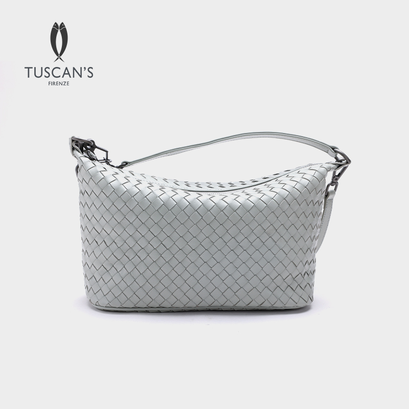 TUSCAN'S时尚编织枕头包羊皮简约手提包百搭斜挎包双鱼女包