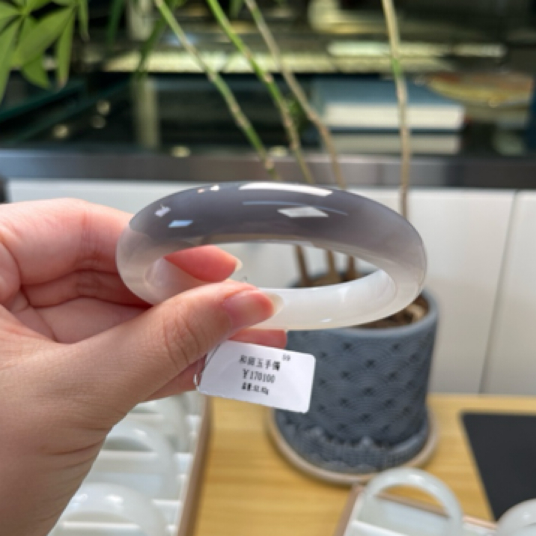 和田玉烟紫手镯59.6mm