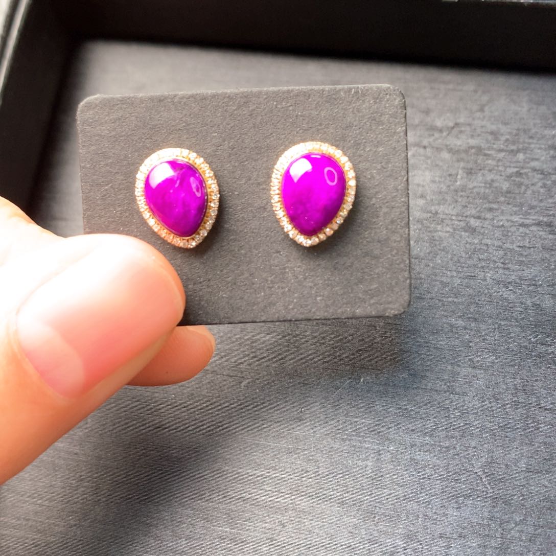 苏纪石（舒俱来）18K金镶嵌耳饰