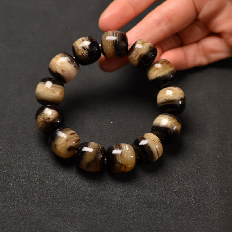 非金属木质手链 精品收藏级高北老羊角手串养生手链高级一步到位