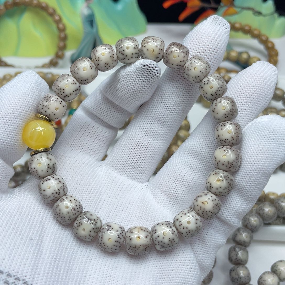星月菩提手串04。10/9灰冰双留白