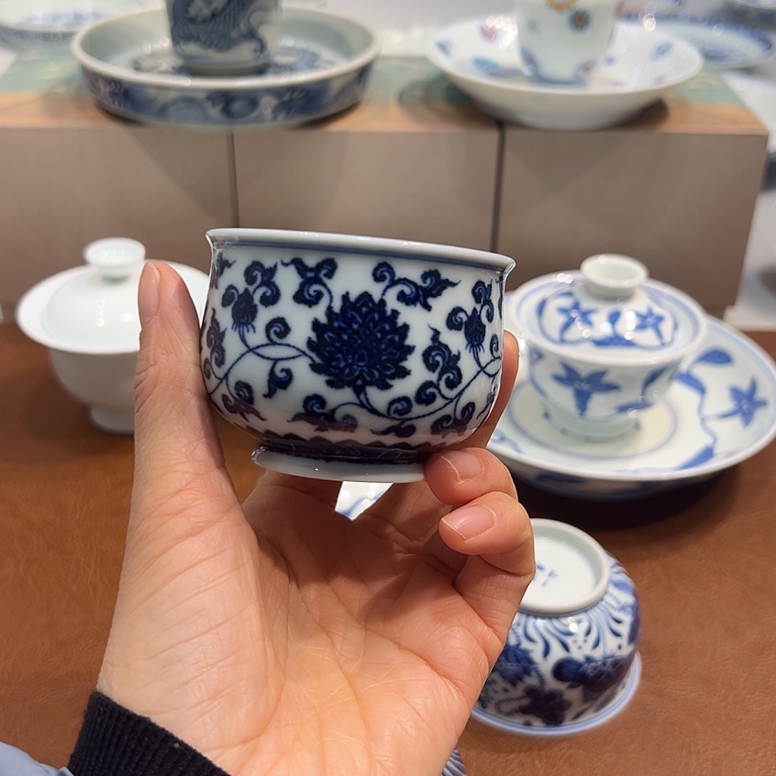 杯子缠枝炉式杯100毫升纯手工