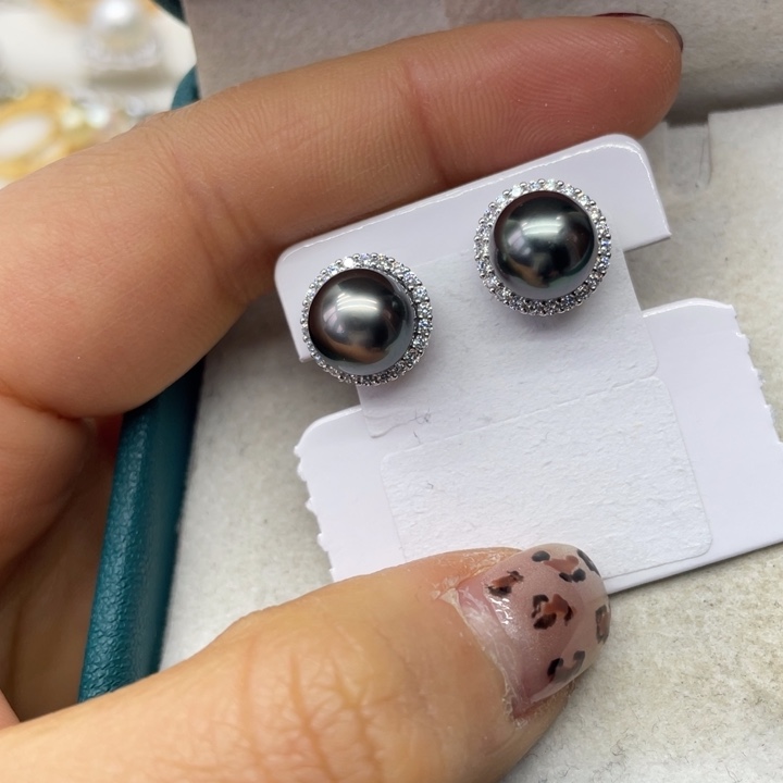 海水珍珠耳饰银S925镶嵌