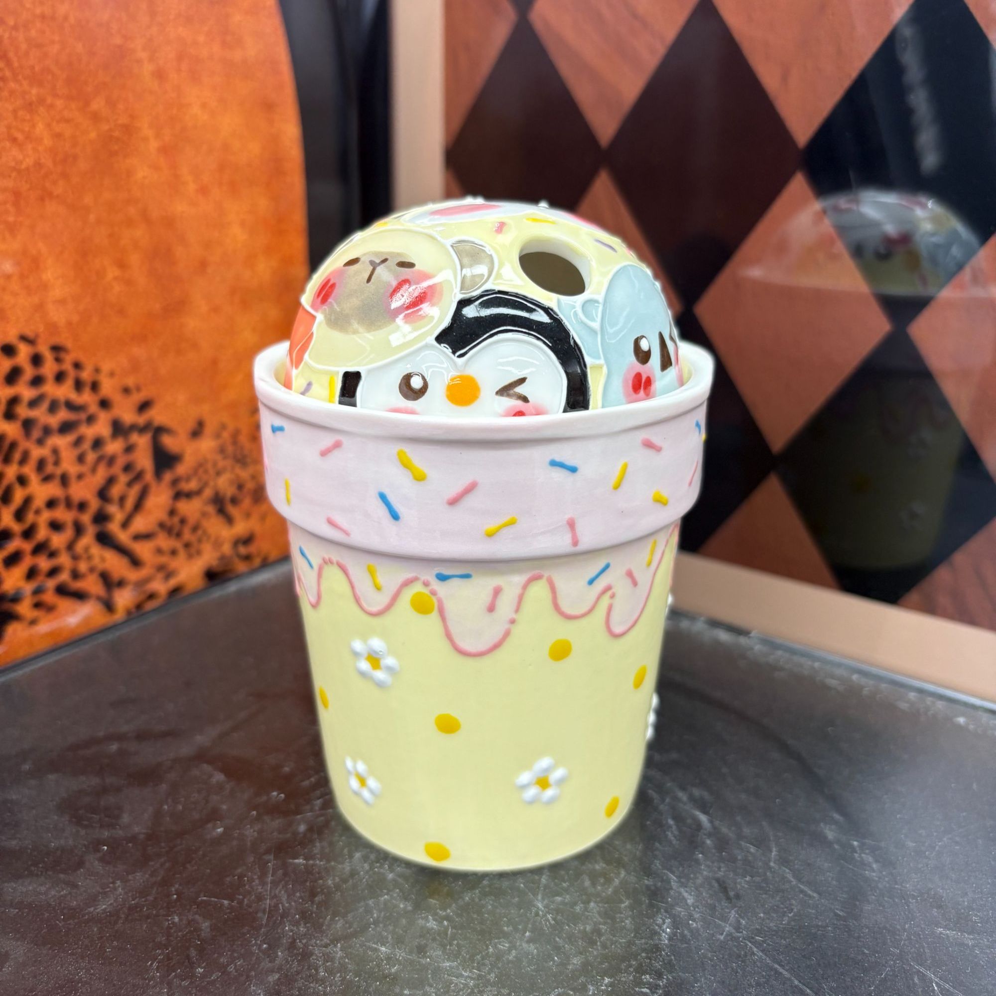 016手绘冰淇淋圆盖小杯子