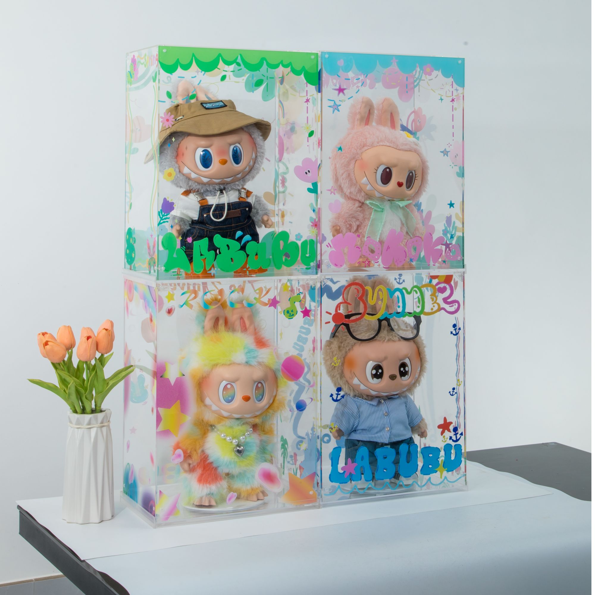【先航官方】labubu大夏日防尘罩收纳展示架拉布布透明亚克力展示盒
