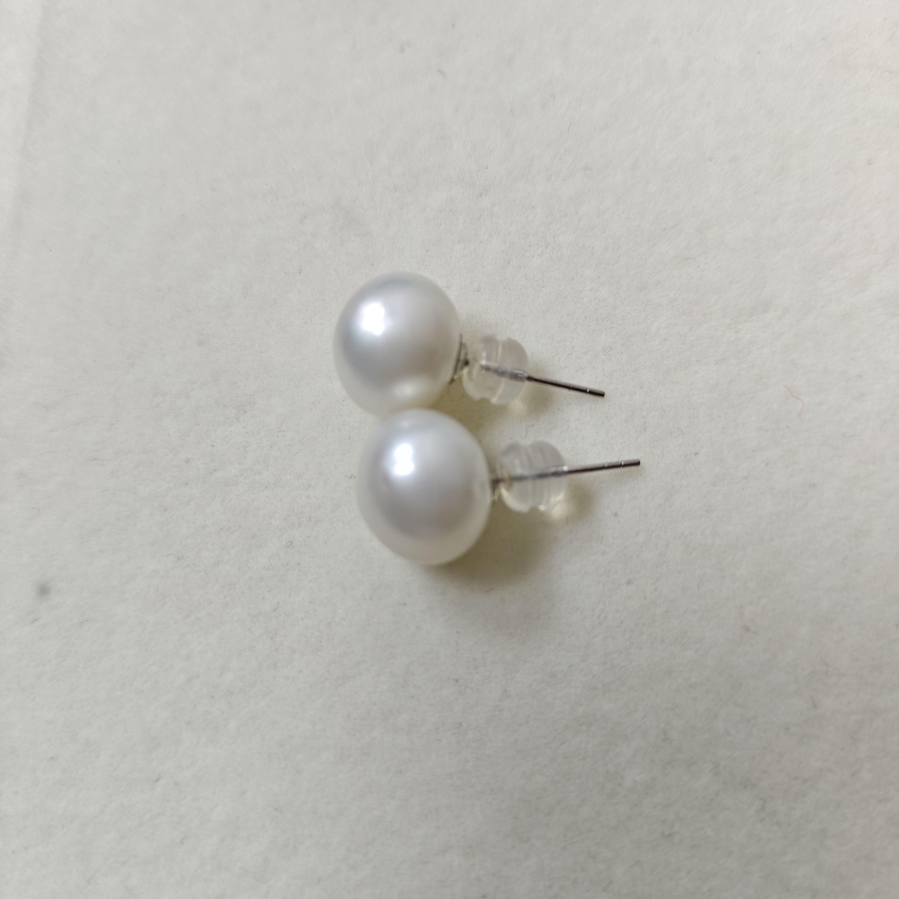 11-12mm海水珍珠澳白18k金素钉耳钉简约经典百搭时尚