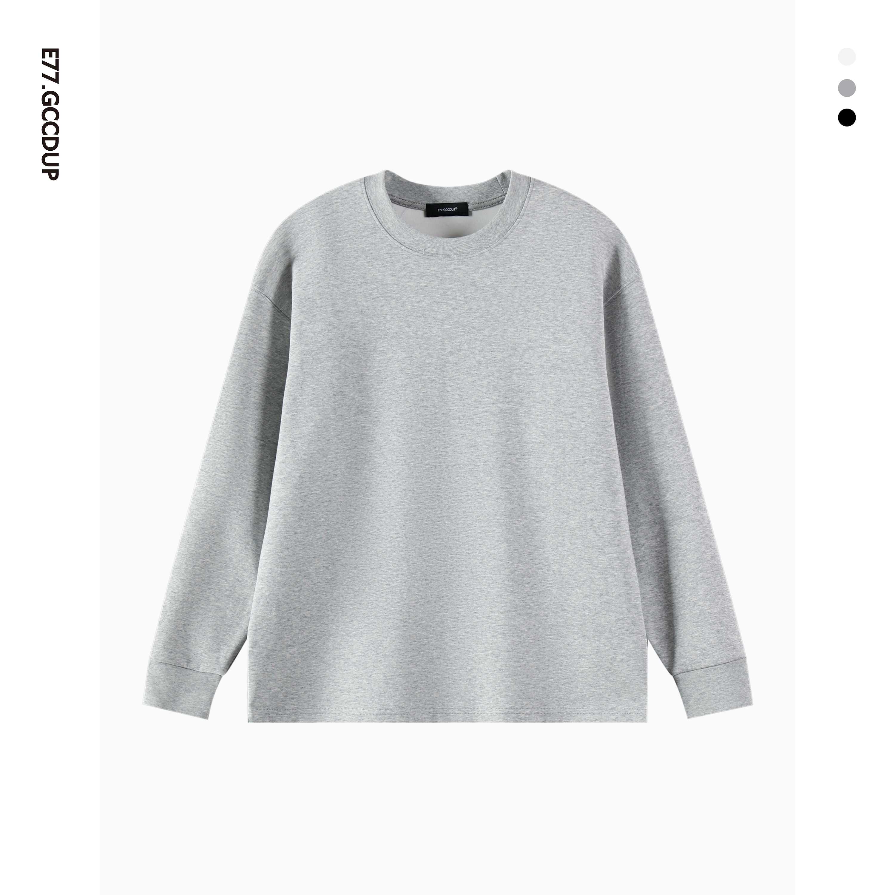 GCCDUPE77『叠映』百搭简约慵懒松弛感精梳棉圆领打底情侣长袖卫