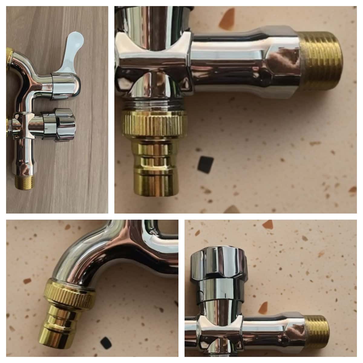 仿铜合金水嘴电镀一进二出ABS钢化主体4分管水龙头防爆水龙头