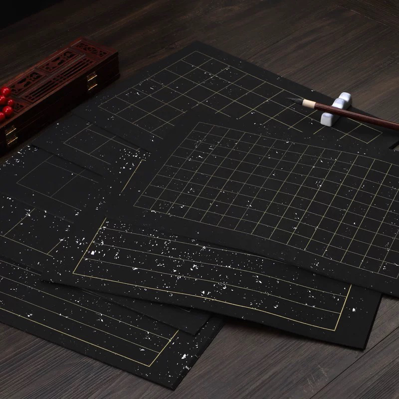 ·蜡染23x3cm拓片加厚特制涂层黑色半生熟宣纸日课