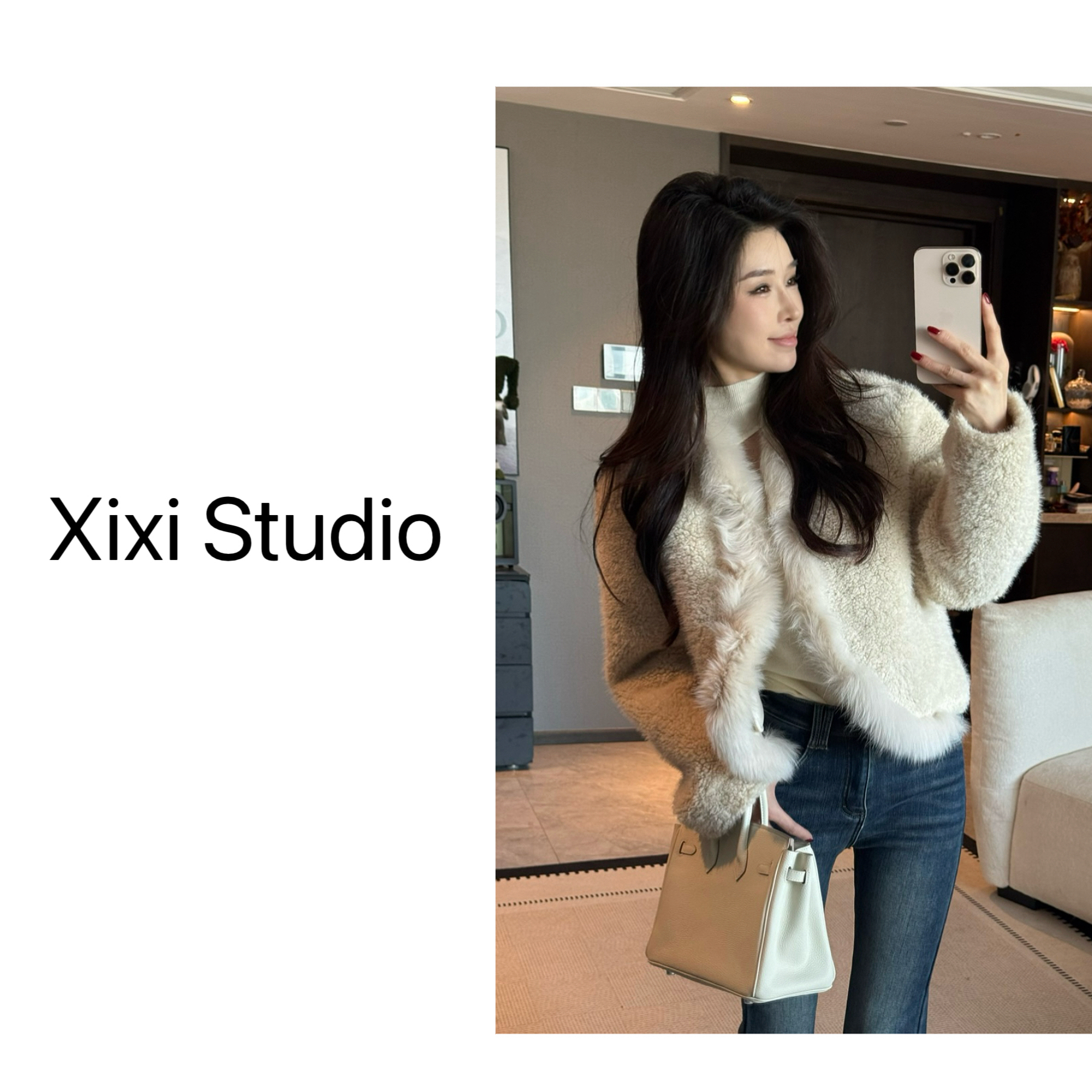 【西西】冬季氛围狐狸毛拼接毛毛外套