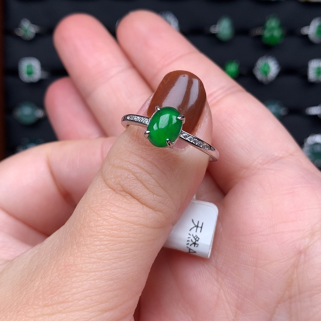 N***~翡翠银S925镶嵌耳饰