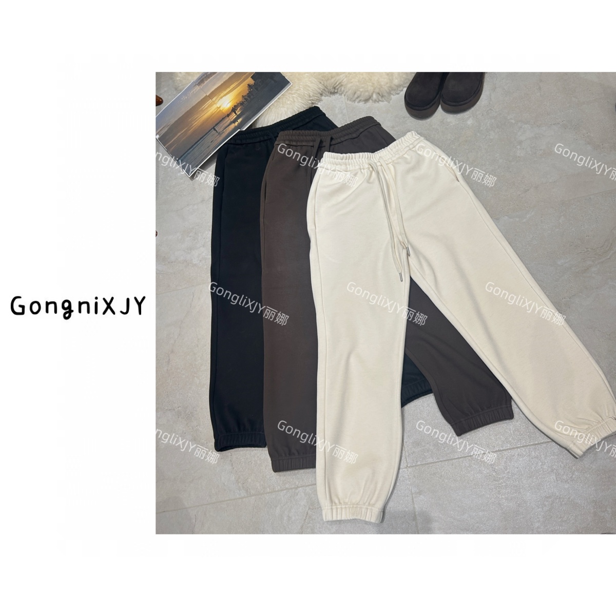 【LINA·GXY】暖意融融下束脚三色加绒休闲裤