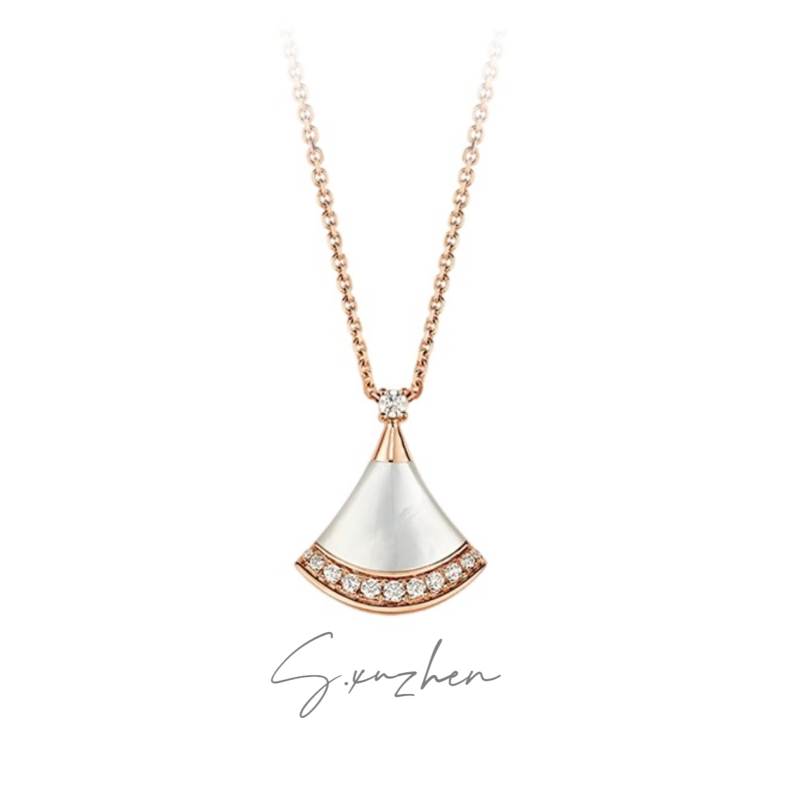 合金锆石项链 合金合成锆石裙子项链