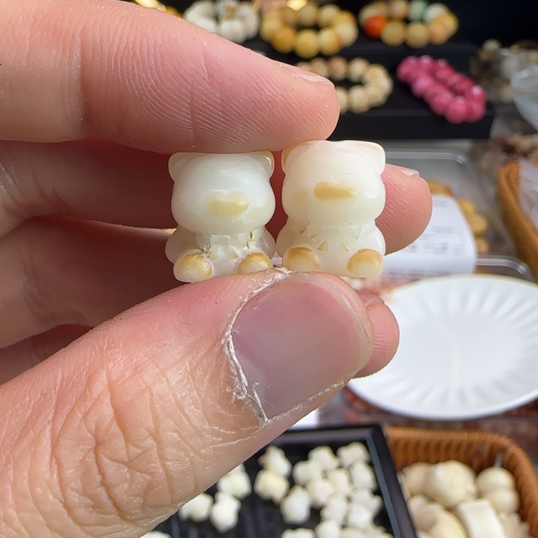 菩提根/象牙果手串瑕疵卡14炭烤小熊20颗不挑瑕