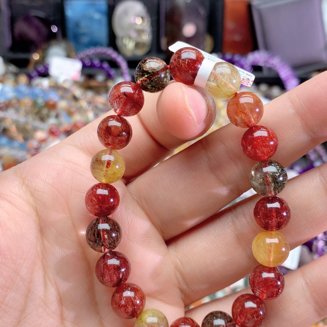 ࿐***月水晶手链未镶嵌彩发晶手链9+