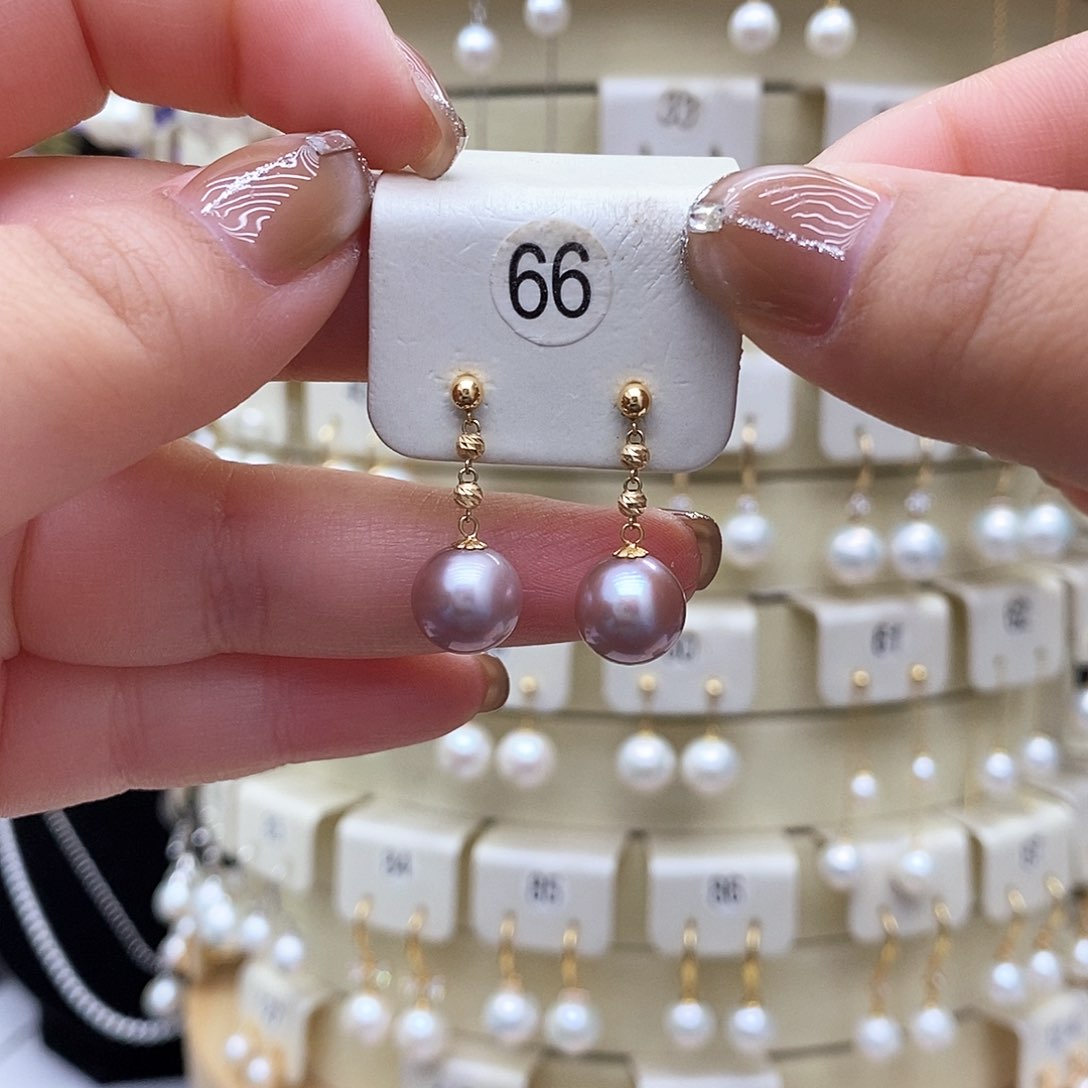 淡水珍珠耳饰18K金镶嵌