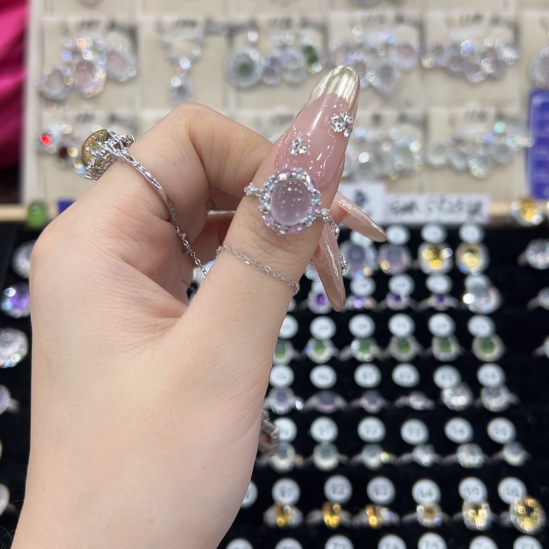 萤石戒指银S925镶嵌