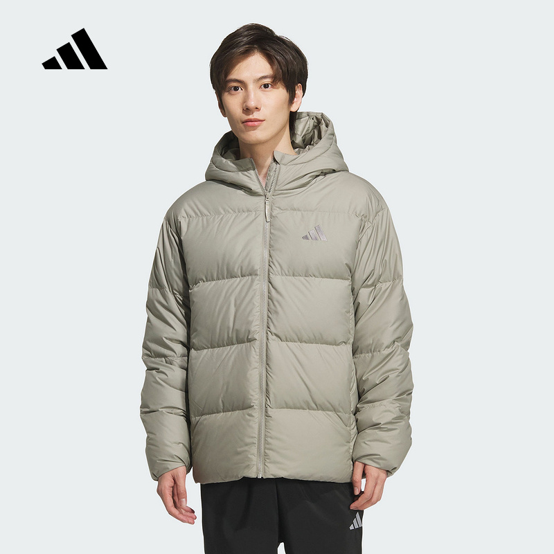 Adidas阿迪达斯男子拒水连帽防风鸭绒保暖600蓬羽绒服KC2479