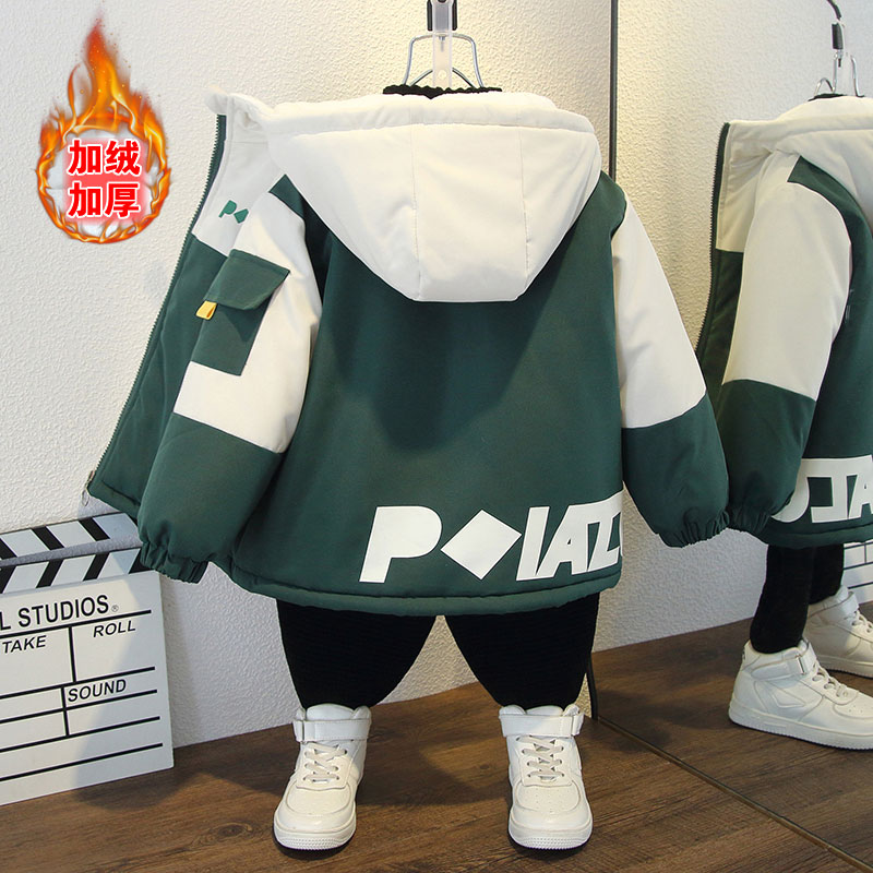 男童秋冬装外套2025新款女孩加绒冬棉衣洋气宝宝衣服儿童加厚冬款