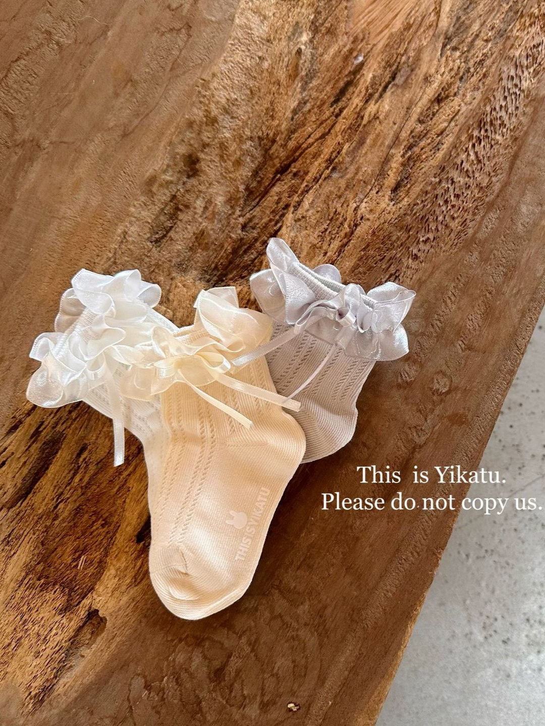 Yikatu伊卡兔儿童袜子2025夏款新款银丝花边蝴蝶结童袜