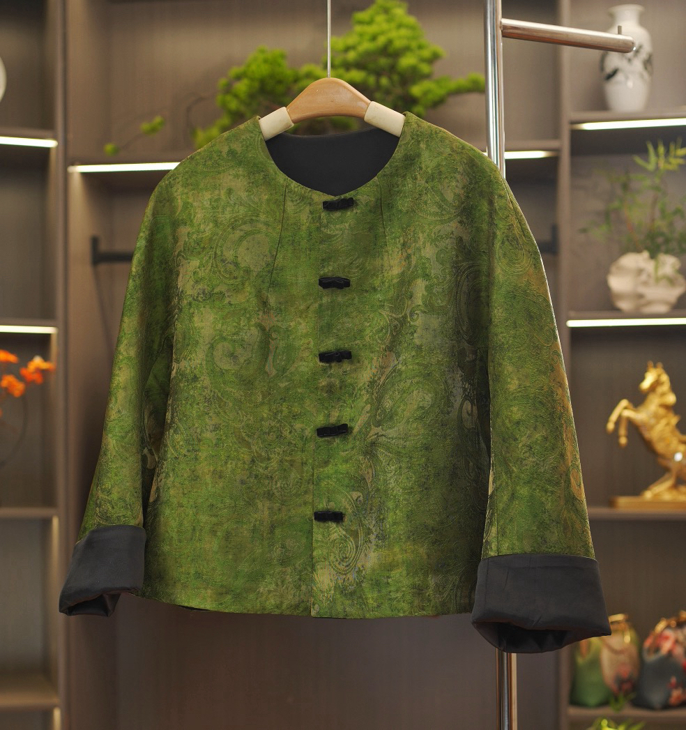 【芊瑶】新中式桑蚕丝立体浮雕刻丝小香风落肩宽松高级大气外套