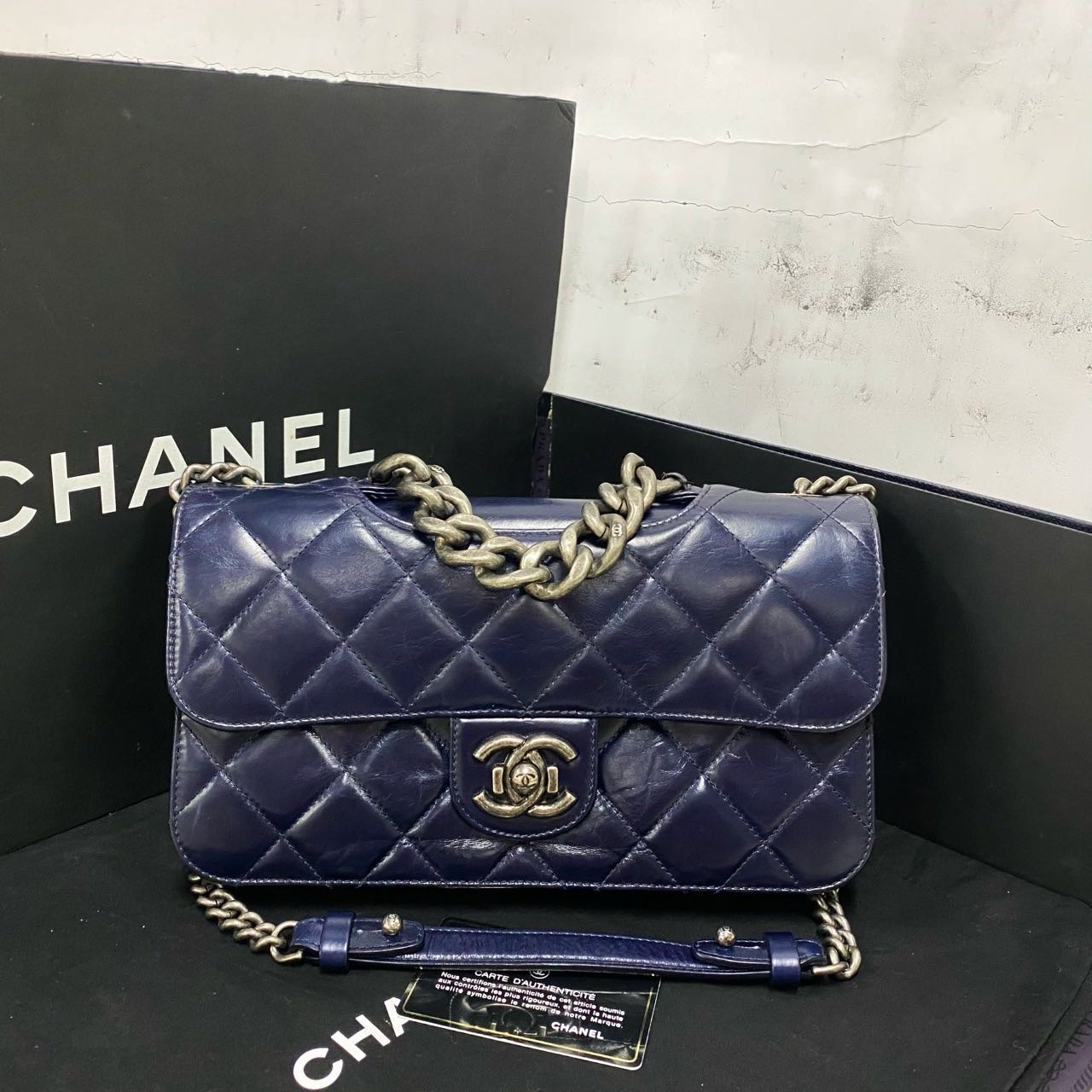 Chanel/香奈儿 单肩包 孟买蓝色银扣23开单肩包 qq6835/2501
