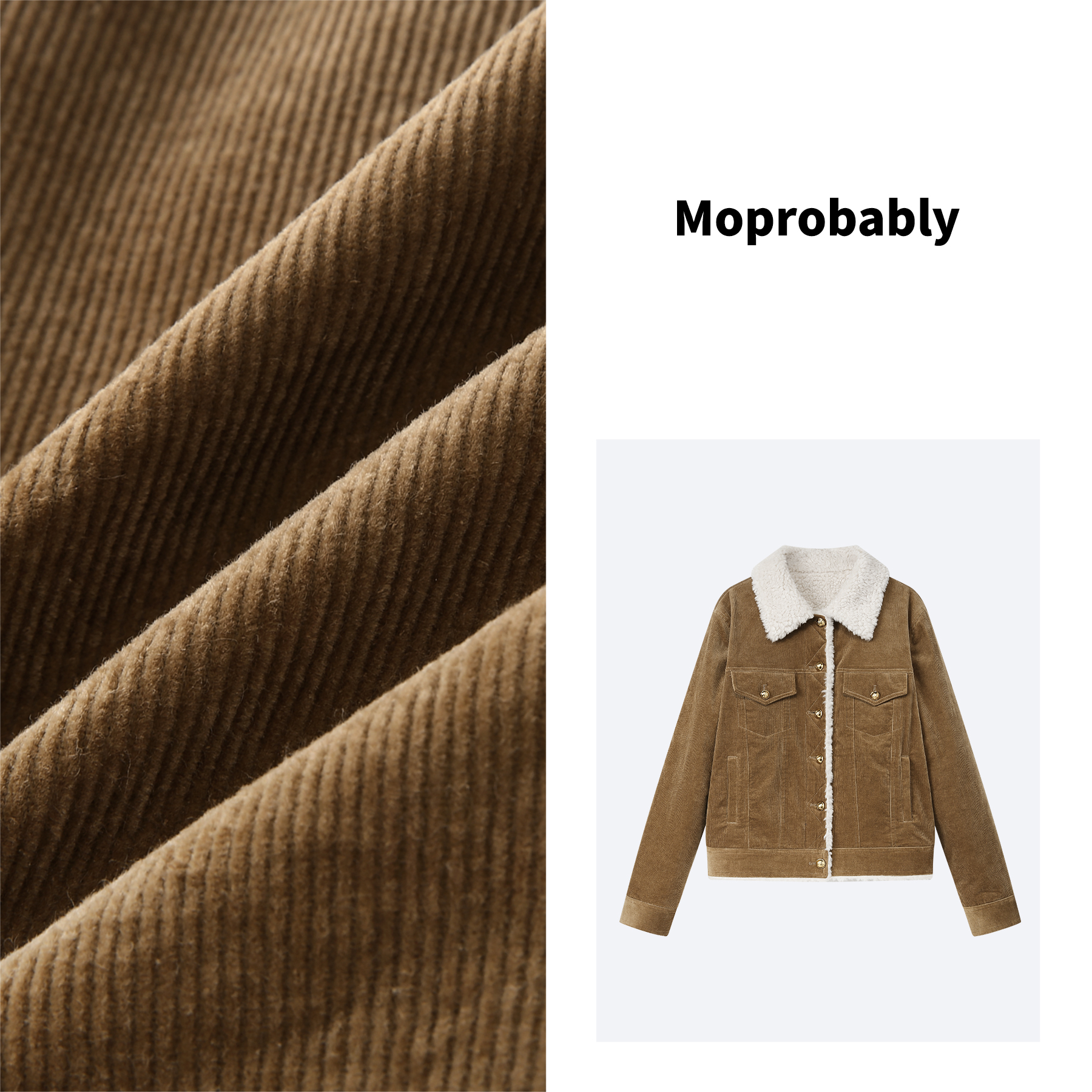 Moprobably【福利款】「雪顶拿铁」气质高级感翻毛领短款外套L3415142