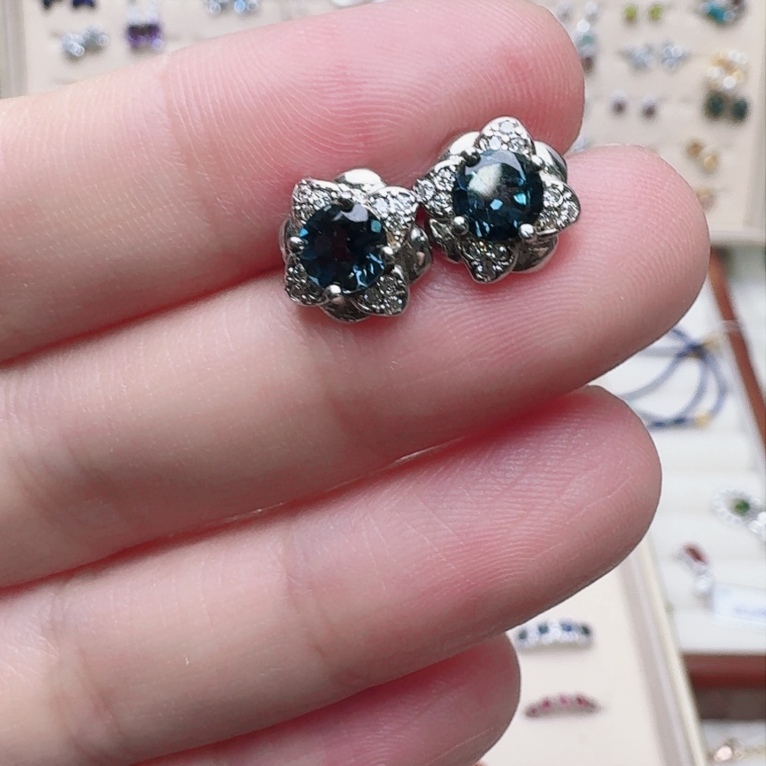 托帕石耳饰银S925镶嵌