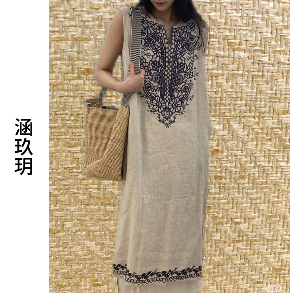 涵玖玥▪100%黄金纱雨露麻【灵感缪斯】高品质花卉设计无袖丝-2532