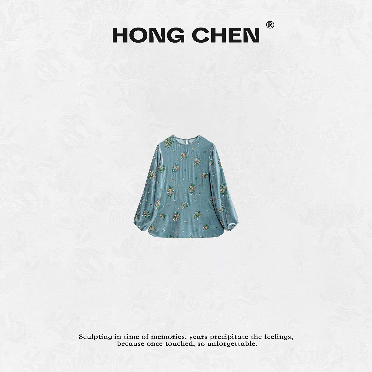 【虹辰】高端时尚真丝绒精致重工钉珠气质高级感桑蚕丝绒上衣HC2210