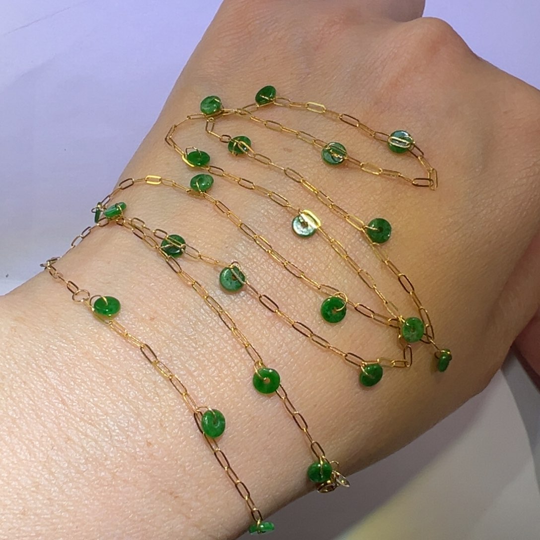 翡翠颈饰18K金镶嵌满天星