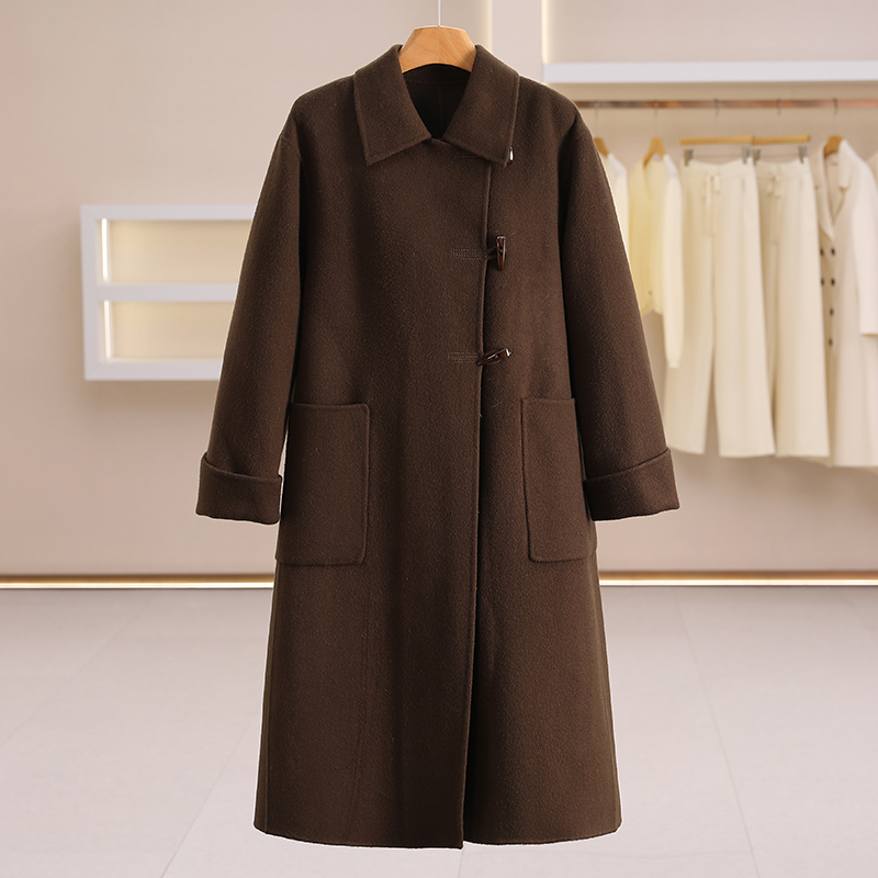 F7919-【M】气质单排扣双面呢大衣#XMF58B015