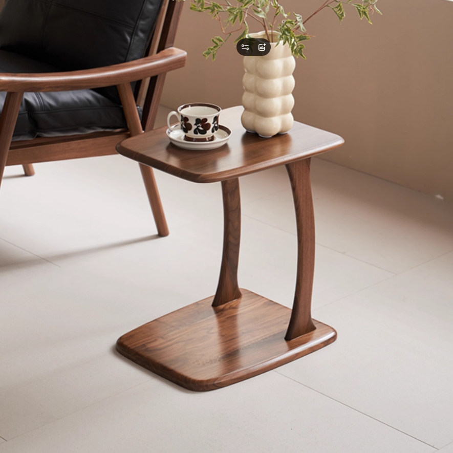 臻致美G北美黑胡桃浮闲边几小茶几角几