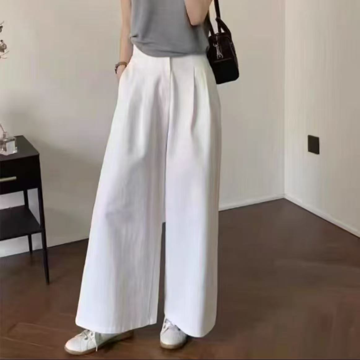 【现货+运费险】早秋韩版阔腿休闲裤高腰时尚宽松百搭显瘦垂感2538