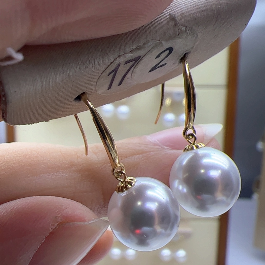 淡水珍珠耳饰18K金镶嵌
