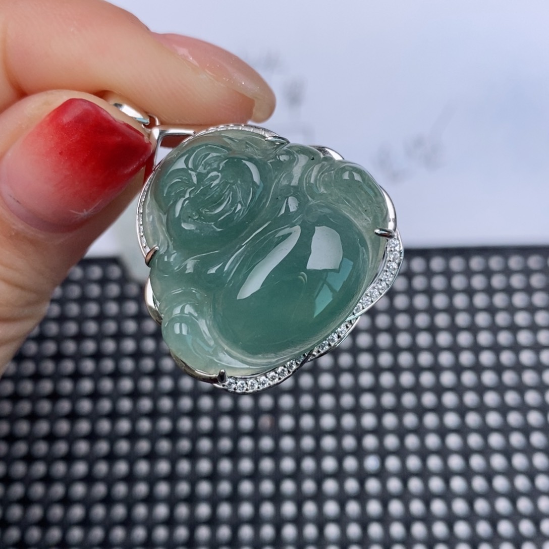 翡翠颈饰银S925镶嵌挂件