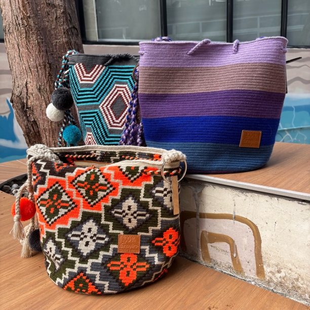 手工瓦尤包 南美洲纯手工钩织包 休闲百搭风水桶包 女士斜跨包