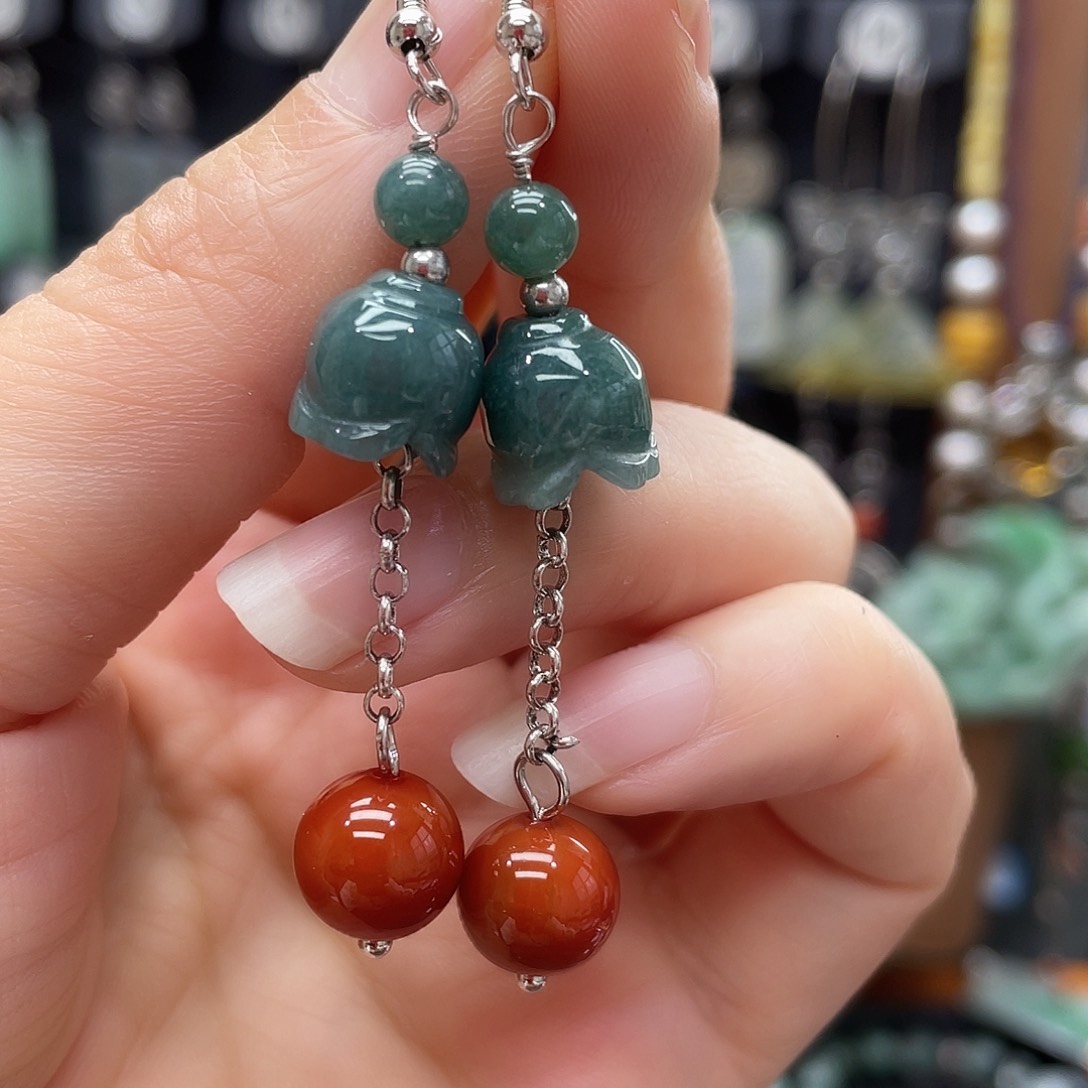 翡翠耳饰银S925镶嵌503ghjjhhj