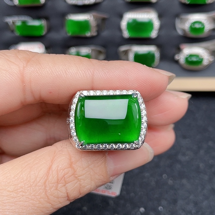 翡翠戒指银S925镶嵌二*编号2499没有运费险