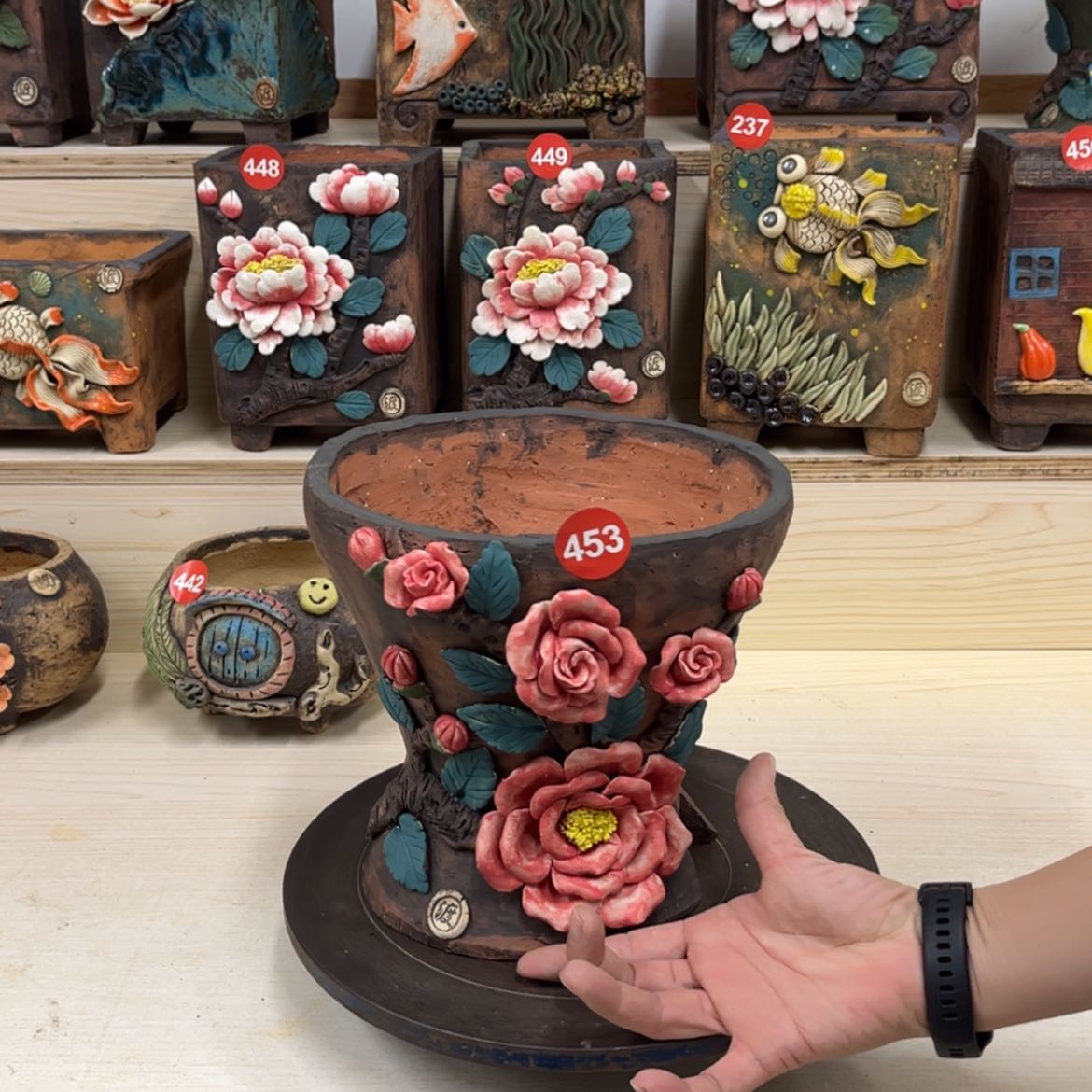 【闪购商品】紫砂花盆453号内口13×12.5脚高20