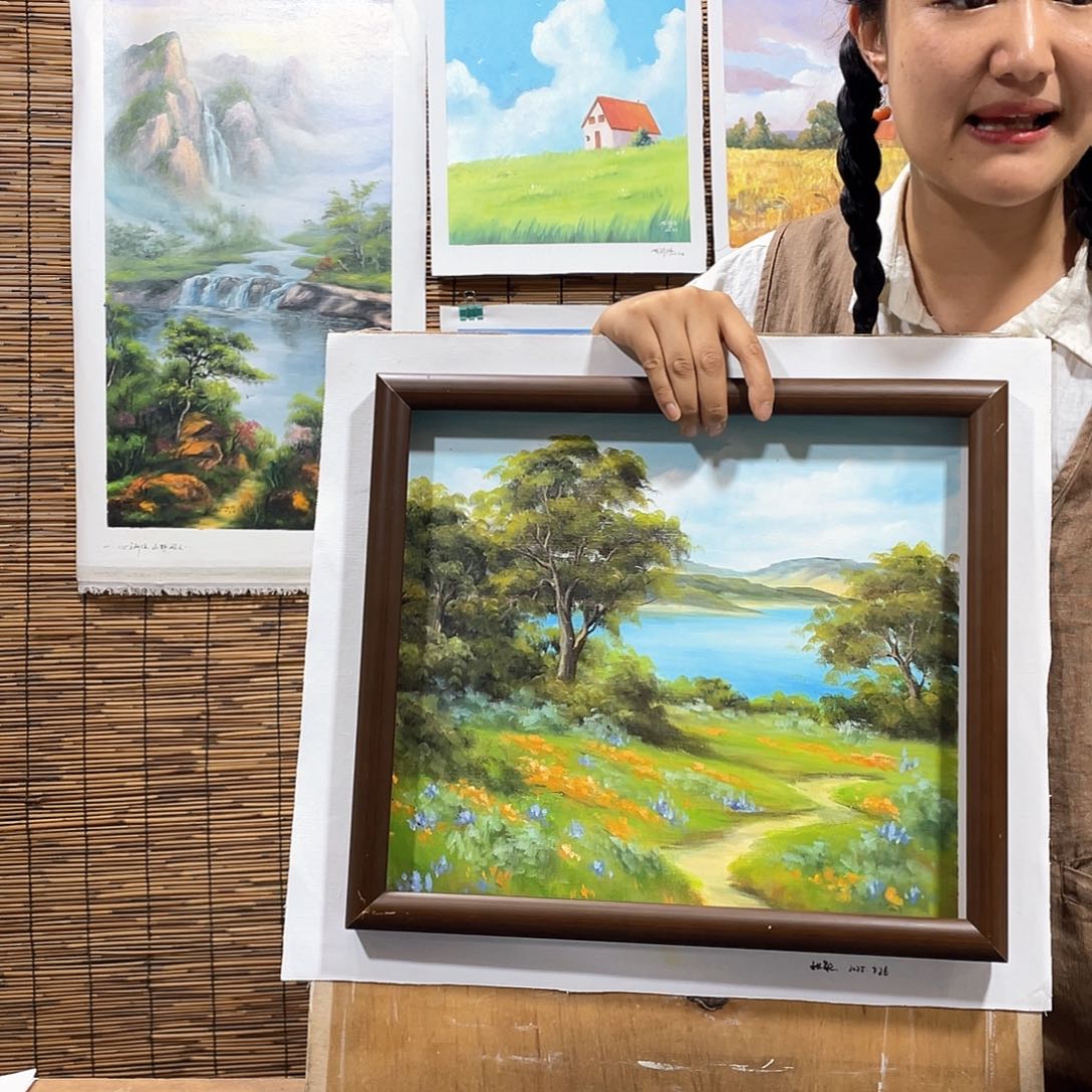 油画行路人绘画作品