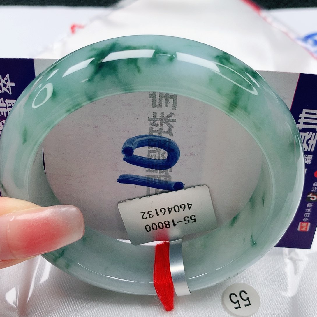 翡翠手镯未镶嵌缅甸天然a货翡翠55大轮胎15宽