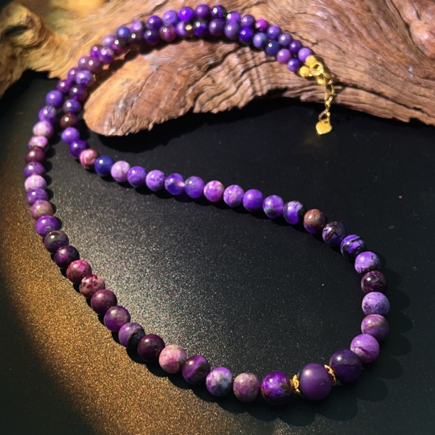 【圣芭黎】18K天然舒俱来项链圆珠樱花帝王紫丝绒多样性发一DD1749