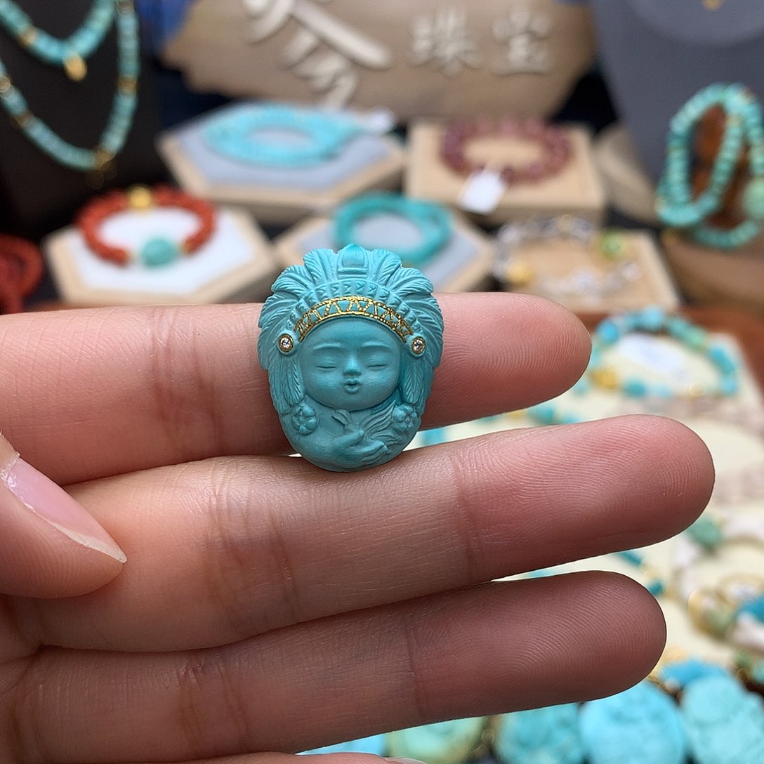 绿松石挂件未镶嵌金****店